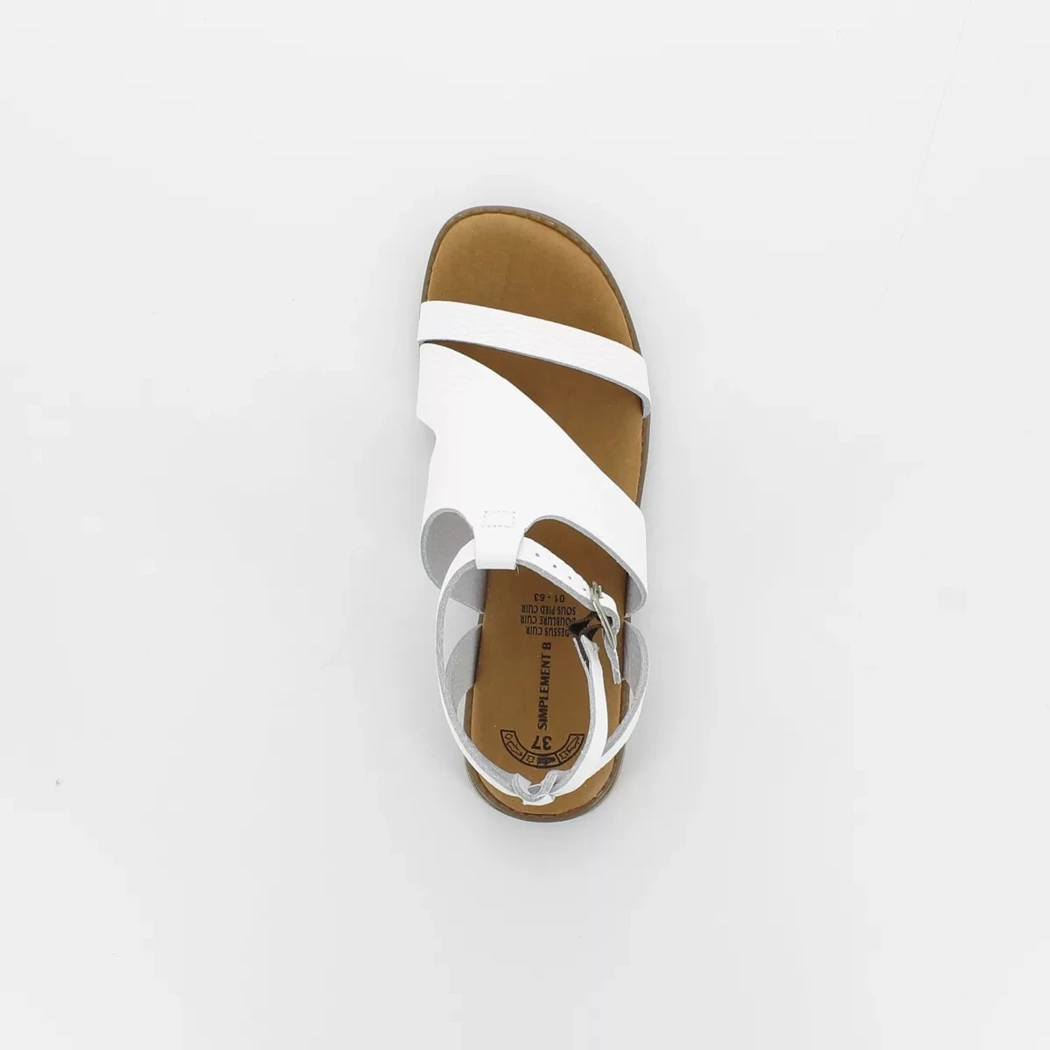 Image (6) de la chaussures Simplement B - Sandales et Nu-Pieds Blanc en Cuir
