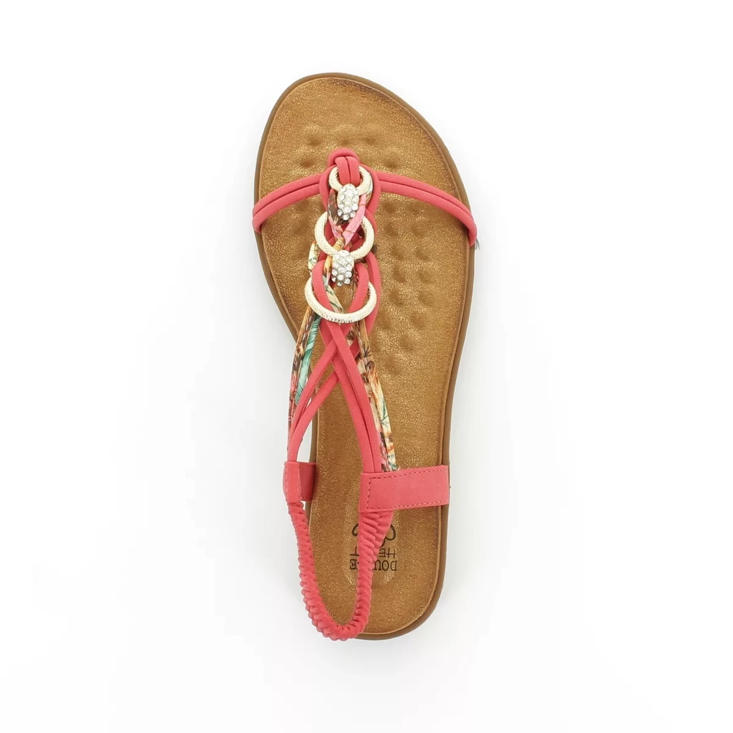 Image (6) de la chaussures Double Heart - Sandales et Nu-Pieds Rouge en Textile
